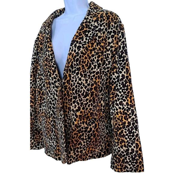 Larry Levine Leopard Corduroy Blazer Jacket 22W Womans Mobwife Corpcore Office - Picture 2 of 9